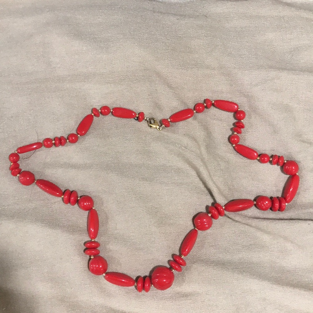 Vintage red bead necklace